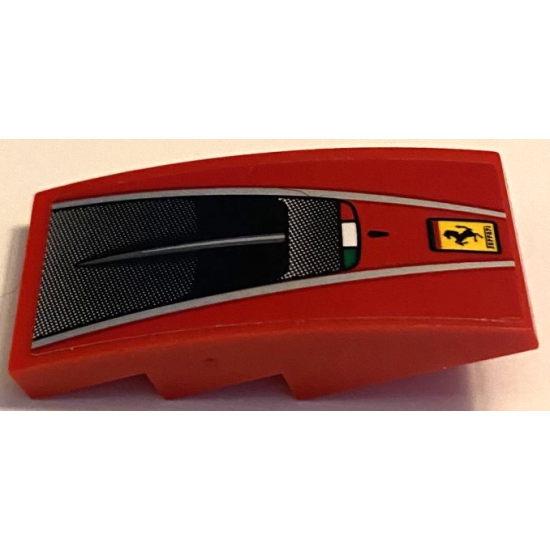 Slope, Curved 4 x 2 with Ferrari Logo, Air Intake Grille and Silver Stripes Pattern (Sticker) - Set 75882