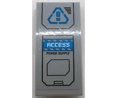 Slope, Curved 4 x 2 with Dark Azure Warning Sign, White 'ACCESS' and Black 'POWER SUPPLY' on Door Pattern (Sticker) - Set 60195