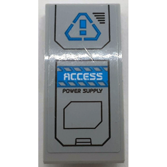 Slope, Curved 4 x 2 with Dark Azure Warning Sign, White 'ACCESS' and Black 'POWER SUPPLY' on Door Pattern (Sticker) - Set 60195