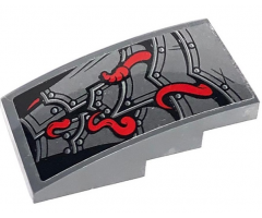 Slope, Curved 4 x 2 with Silver Layered Armor Plates and Red Snake Tails Pattern (Sticker) - Set 70625