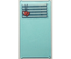 Glass for Window 1 x 4 x 6 with White Venetian Blinds, Straight with Coral Hearts Drawstring Pattern (Sticker) - Set 41394