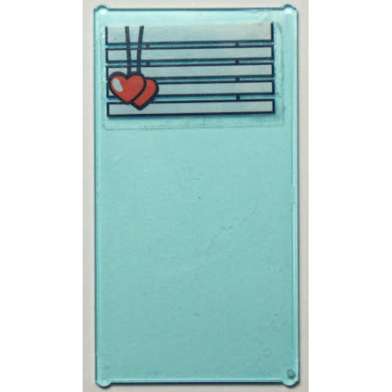 Glass for Window 1 x 4 x 6 with White Venetian Blinds, Straight with Coral Hearts Drawstring Pattern (Sticker) - Set 41394