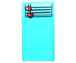 Glass for Window 1 x 4 x 6 with White Venetian Blinds, Crooked with Coral Hearts Drawstring Pattern (Sticker) - Set 41394