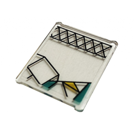 Glass for Window 1 x 3 x 3 Flat Front with Dark Turquoise and Yellow Stained Glass and Black Lattice Pattern (Sticker) - Set 75980