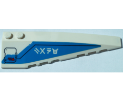 Wedge 10 x 3 Right with Dark Azure Panel, Hatch, Red Triangle and Ninjago Logogram 'ZANE' Pattern (Sticker) - Set 70673