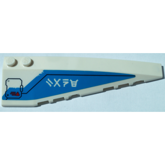 Wedge 10 x 3 Right with Dark Azure Panel, Hatch, Red Triangle and Ninjago Logogram 'ZANE' Pattern (Sticker) - Set 70673