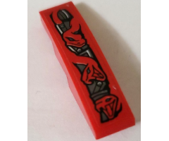 Slope, Curved 4 x 1 with Red Snakes and Silver Armor Plates Pattern Model Back Left Side (Sticker) - Set 70624