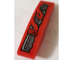 Slope, Curved 4 x 1 with Red Snakes and Silver Armor Plates Pattern Model Front Right Side (Sticker) - Set 70624