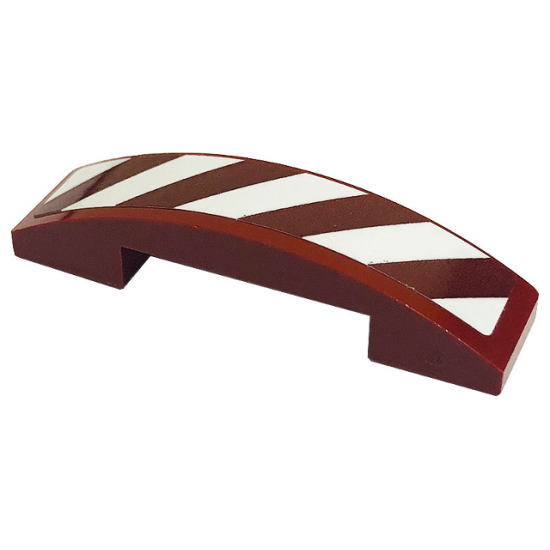 Slope, Curved 4 x 1 x 2/3 Double with Dark Red and White Danger Stripes Pattern (Sticker) - Set 60316