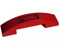 Slope, Curved 4 x 1 x 2/3 Double with Red Metal Plate with 2 Silver Screws Pattern (Sticker) - Set 76054