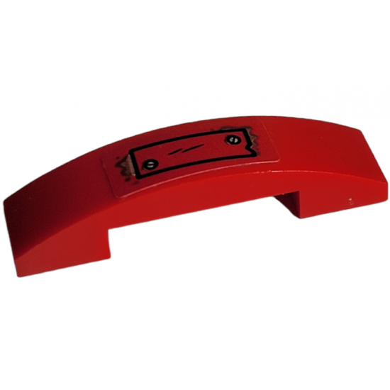 Slope, Curved 4 x 1 x 2/3 Double with Red Metal Plate with 2 Silver Screws Pattern (Sticker) - Set 76054