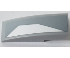 Slope, Curved 3 x 1 with White Trapezoid on Light Bluish Gray Background Pattern Model Right Side (Sticker) - Set 75872