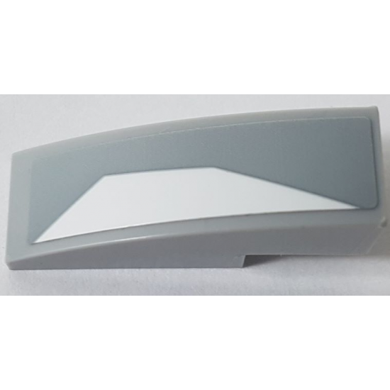 Slope, Curved 3 x 1 with White Trapezoid on Light Bluish Gray Background Pattern Model Right Side (Sticker) - Set 75872