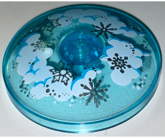 Dish 4 x 4 Inverted (Radar) with Open Stud with Clouds and Snowflakes Pattern