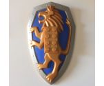Large Figure Part Shield, 2 x 4 Brick Relief, Lion with Blue-Violet and Silver Pattern