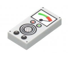 Tile 1 x 2 with Pegged Gauge, Red, Green, and Black Buttons, Speaker Pattern