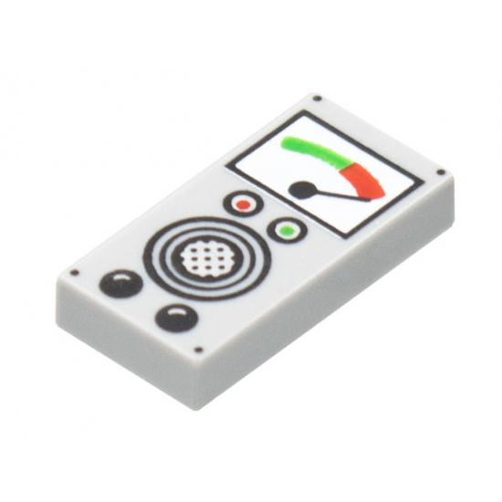 Tile 1 x 2 with Pegged Gauge, Red, Green, and Black Buttons, Speaker Pattern