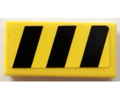 Tile 1 x 2 with Black and Yellow Danger Stripes Pattern (Sticker) - Set 70731