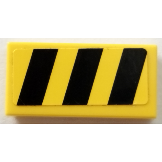 Tile 1 x 2 with Black and Yellow Danger Stripes Pattern (Sticker) - Set 70731