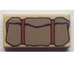 Tile 1 x 2 with Bedroll Dark Gray Pattern