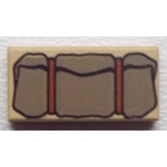 Tile 1 x 2 with Bedroll Dark Gray Pattern