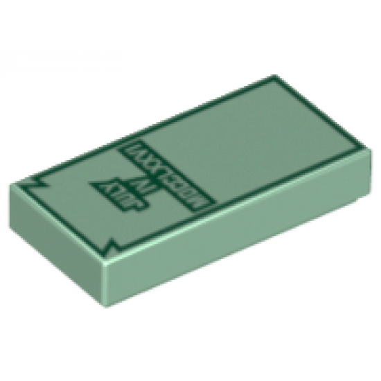 Tile 1 x 2 with Dark Green 'JULY IV MDCCLXXVI' Pattern