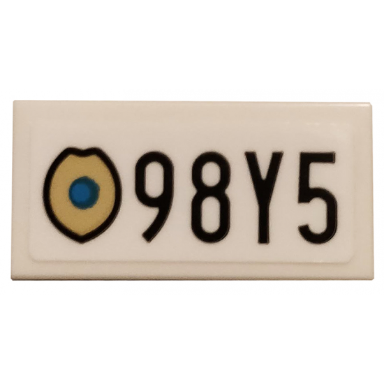 Tile 1 x 2 with Gold Badge and Black '98Y5' Pattern (Sticker) - Set 75810
