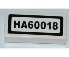 Tile 1 x 2 with 'HA60018' Pattern (Sticker) - Set 60018