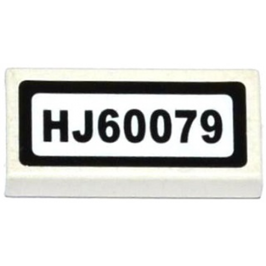 Tile 1 x 2 with 'HJ60079' Pattern (Sticker) - Set 60079