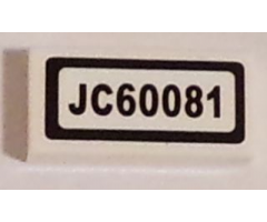 Tile 1 x 2 with 'JC60081' Pattern (Sticker) - Set 60081