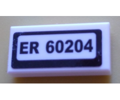 Tile 1 x 2 with 'ER 60204' Pattern (Sticker) - Set 60204