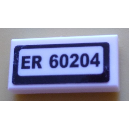 Tile 1 x 2 with 'ER 60204' Pattern (Sticker) - Set 60204