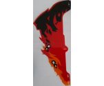 Plastic Part for Set 70674 - Cobra Hood with Black, Red, Trans-Orange, and Trans-Red Flames, LEGO Copyright on Right Pattern