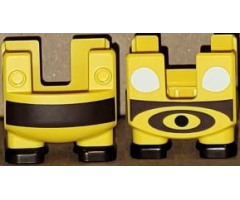 Large Figure Legs, Super Mario Overalls with Molded Dark Brown Shoes and Printed Dark Brown Stripe, White Wings, and Black Dot Pattern (Bee Mario)