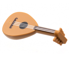 Minifigure, Utensil Lute with Dark Brown Neck and Silver Strings Pattern
