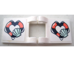 Flag 2 x 2 Square with Heart-Shaped Life Preserver and Light Aqua Shell Pattern on Both Sides (Stickers) - Sets 41376 / 41381