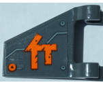 Flag 2 x 2 Trapezoid with Metal Plates, Rivets and Orange Ninjago Logogram Letter C Pattern Model Left Side (Sticker) - Set 70672