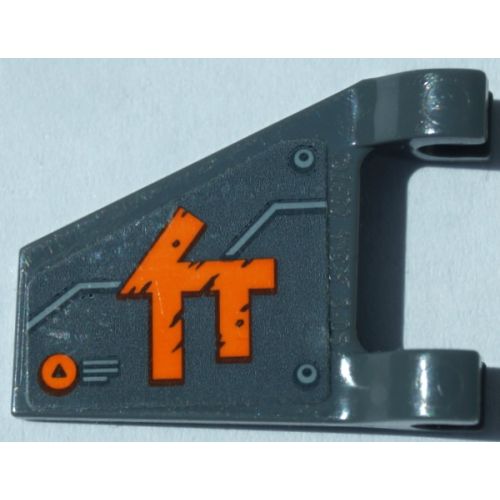 Flag 2 x 2 Trapezoid with Metal Plates, Rivets and Orange Ninjago Logogram Letter C Pattern Model Left Side (Sticker) - Set 70672