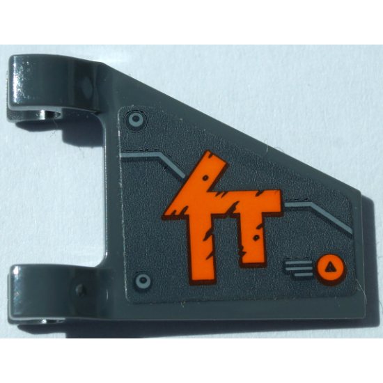 Flag 2 x 2 Trapezoid with Metal Plates, Rivets and Orange Ninjago Logogram Letter C Pattern Model Right Side (Sticker) - Set 70672