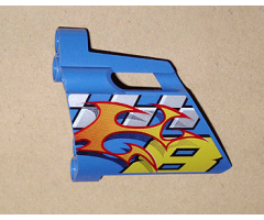 Technic, Panel Fairing #23 Large Short, Small Hole, Side B with Number 8, Flames and Checkered Pattern (Sticker) - Set 8646