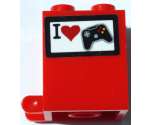 Container, Box 2 x 2 x 2 with 'I', Red Heart, and Black Game Controller (I Love Games) Pattern (Sticker) - Set 60231