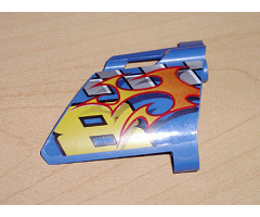 Technic, Panel Fairing #22 Large Short, Small Hole, Side A with Number 8, Flames and Checkered Pattern (Sticker) - Set 8646