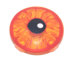 Plate, Round 2 x 2 with Rounded Bottom with Red Rimmed Bloodshot Eye, Black Pupil with White Glint Pattern