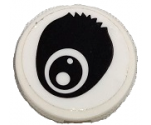 Tile, Round 2 x 2 with Bottom Stud Holder with Black Panda Eye Open with Fur Pattern (Sticker) - Set 80011
