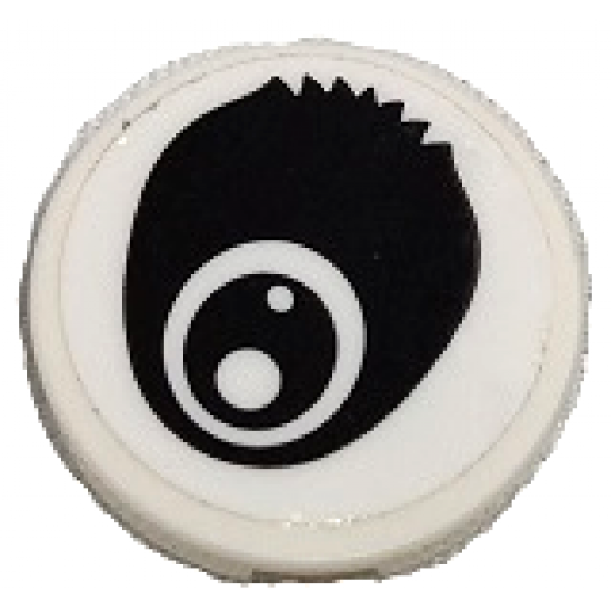 Tile, Round 2 x 2 with Bottom Stud Holder with Black Panda Eye Open with Fur Pattern (Sticker) - Set 80011