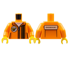 Torso Jacket over White Shirt, Super Bee Logo, Zipper, Black Stripes, 'DODGE' on Back Pattern / Orange Arms / Yellow Hands