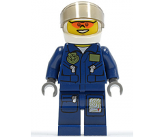 Forest Police - Helicopter Pilot, Dark Blue Flight Suit with Badge, Helmet