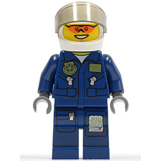 Forest Police - Helicopter Pilot, Dark Blue Flight Suit with Badge, Helmet