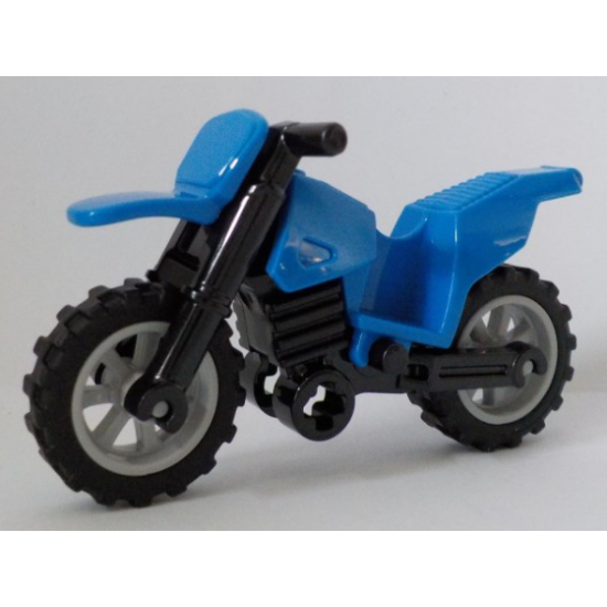 Riding Cycle Motorcycle Dirt Bike with Black Chassis (Undetermined Fairing Mounts) and Light Bluish Gray Wheels