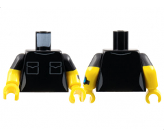 Torso Female Dark Bluish Gray Collar and Pockets Pattern / Yellow Arms with Black Short Sleeves and Dark Azure Watch on Left Arm Pattern / Yellow Hands